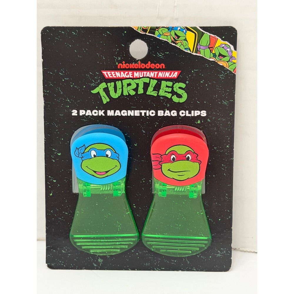 Nickelodeon TMNT Teenage Mutant Ninja Turtles 2 Pack Magnetic Bag Clips New